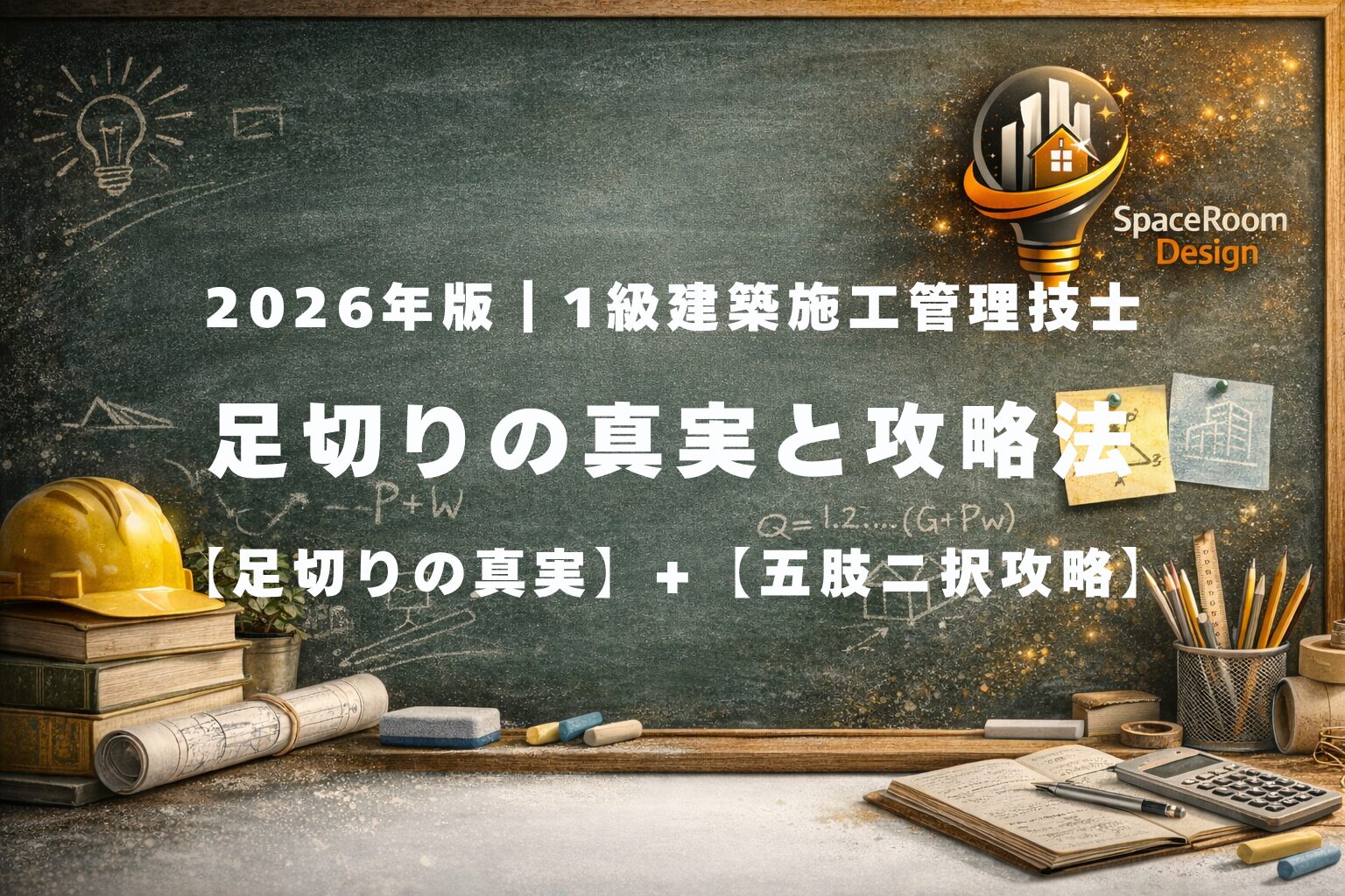 一級建築施工管理技士の足切り制度と応用能力（五肢二択）の攻略法を解説したアイキャッチ画像