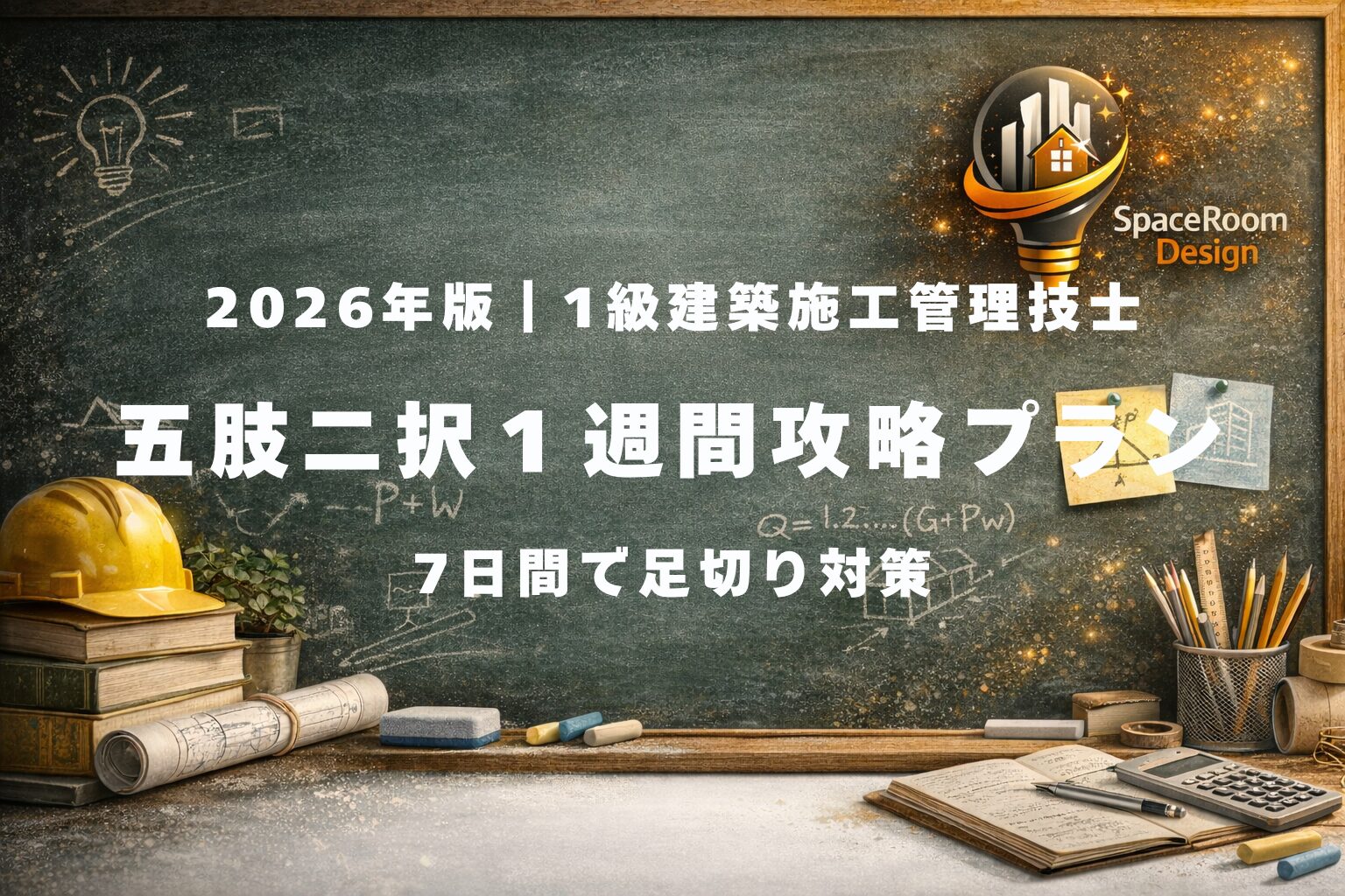 一級建築施工管理技士の応用能力（五肢二択）を7日で6点に引き上げる学習プランを示したアイキャッチ画像